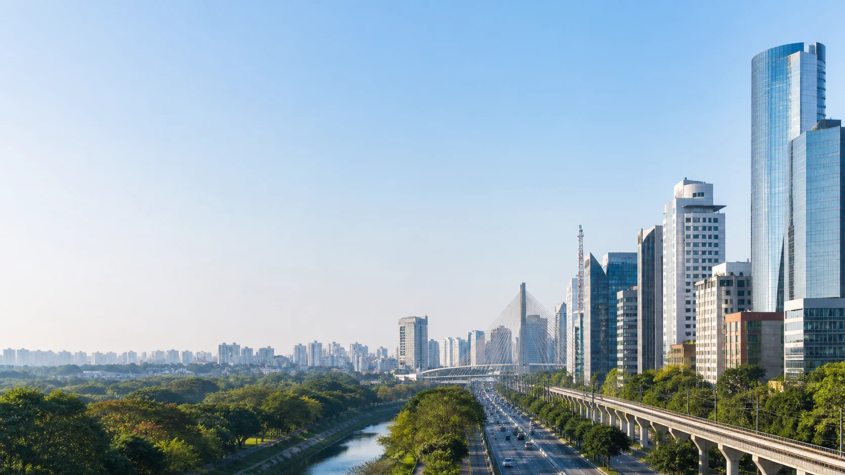 Vista urbana de São Paulo e região metropolitana